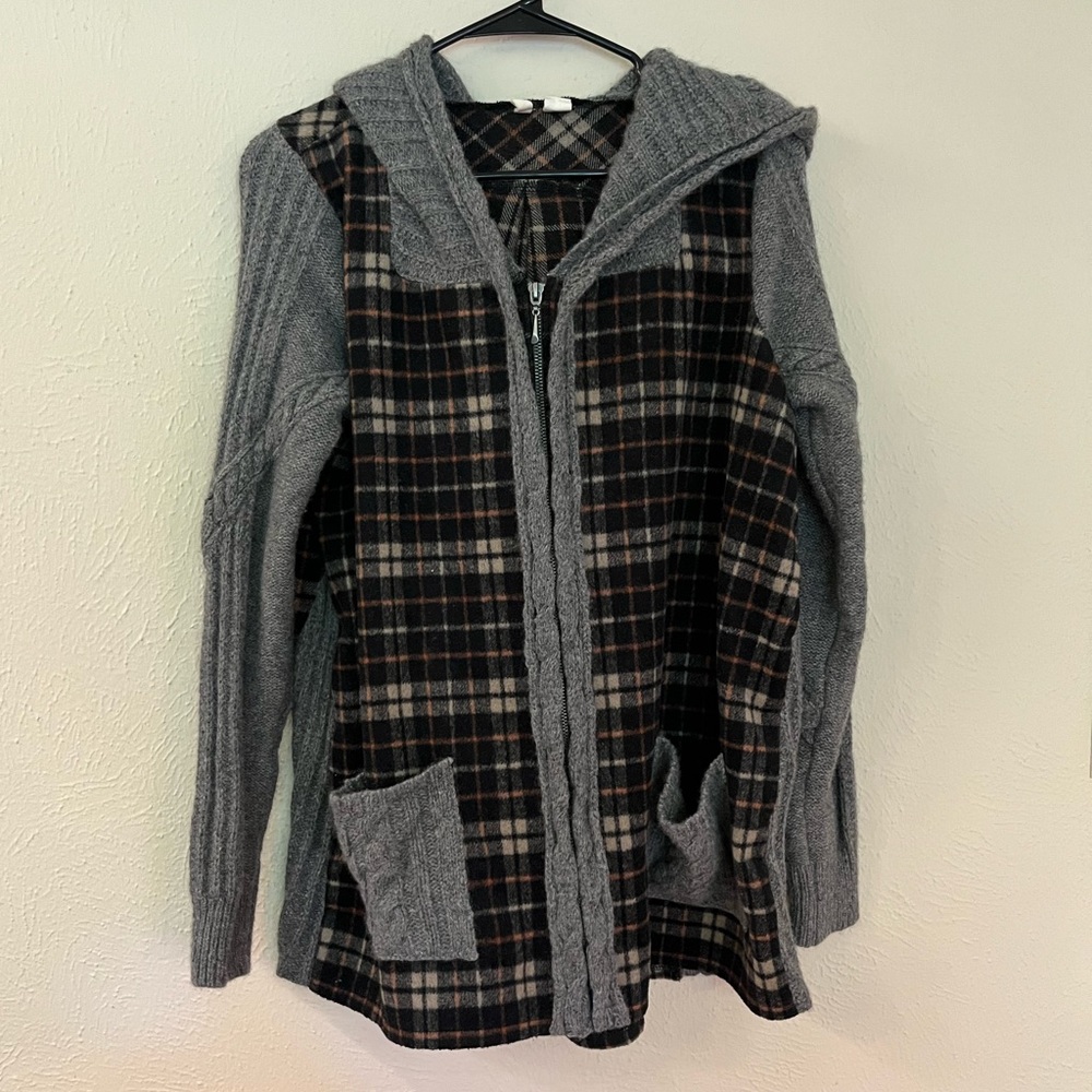 Moth Gray and Black Plaid Sweater